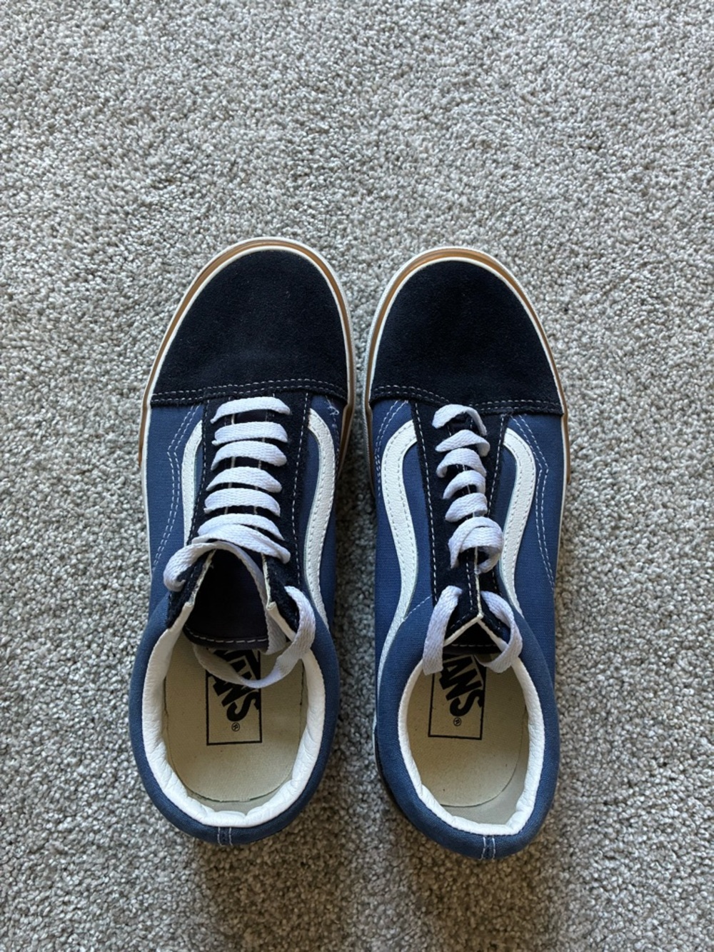 Vans Navy and White Platform Old Skool Sneakers - Picture 2 of 7